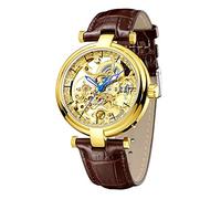 Orologio da polso scheletro, automatico, stile steampunk, con lancette luminose, cinturino in pelle 40mm Old Skool Pro