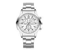Orologio da polso sportivo analogico in acciaio al quarzo, da uomo, con cronometro, orologio da polso, bianco, misura unica