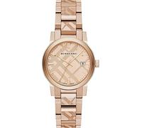 Orologio da polso svizzero da donna, con quadrante in oro rosa inciso, con data, 34 mm, codice articolo The City BU9146, [Cinturino in oro rosa a quadri]+[Quadrante oro rosa], Prorsum London Trench