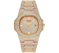 Orologio da polso unisex al quarzo, analogico, con cristalli, colore oro/rosa, gioiello per uomo/donna Oro rosato