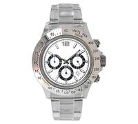 OROLOGIO DA POLSO ZCC PER UOMO QUARZO CRONOGRAFO ELEGANTE DATA SILVER METALLO