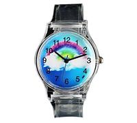Orologio da Ragazza Orologio a Strisce Arcobaleno Nuvole Bianche Cerchio Multicolore Cartone Animato Trasparente Studente Sport Ragazzo Ragazza Regalo Orologi da Polso Orologi per Ragazze (Color : 34)