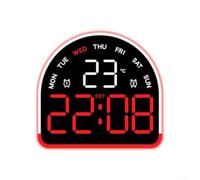 Orologio da scrivania a LED, sveglia multifunzione con luce ambientale, visualizzazione della temperatura, timer a doppia modalità per camera da letto, luminosità regolabile (H)