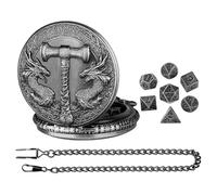 Orologio da tasca a dadini, sampunk - Dragon Unico Dragon Tiny Play-Play Dice Set con Retro Pocket Watch Case | Ruoli gotici che giocano giochi da tavolo per le riunioni FA