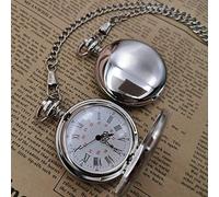 Orologio da tasca al quarzo Argento liscio Orologi Fob Catena Uomo Donna Moda Steampunk Numeri romani Collane con ciondolo Regalo di compleanno