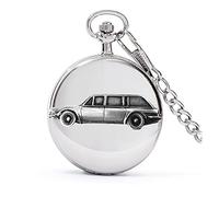 Orologio da tasca al quarzo da uomo, con motivo British Classic Car 2000 Mk1 Estate ref264 effetto peltro su una cassa in argento lucido, regalo