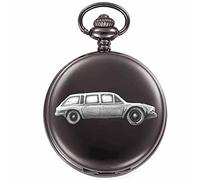 Orologio da tasca al quarzo da uomo, con motivo British Classic Car 2000 Mk2 Estate ref266 effetto peltro su una cassa nera lucida