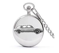 Orologio da tasca al quarzo da uomo, con motivo British Classic Car 2000 Mk2 Estate ref266 effetto peltro su una cassa in argento lucido, regalo
