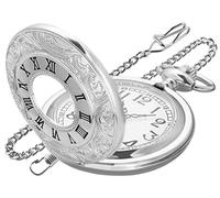 Orologio da tasca al quarzo da uomo, con numeri arabi, da tasca da uomo, orologio da tasca al quarzo con catena per uomo, PK041101