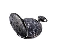 Orologio da tasca al quarzo da uomo con quadrante nero e catena, nero, movimento al quarzo