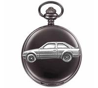 Orologio da tasca al quarzo da uomo, con scritta "British Classic Car Escort MK3 ref319", effetto peltro su una cassa nera lucida