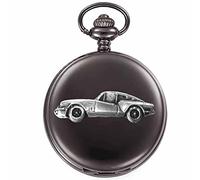 Orologio da tasca al quarzo da uomo, con scritta "British Classic Car GT6 Mk3 ref262", effetto peltro su una cassa nera lucida