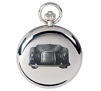 Orologio da tasca al quarzo da uomo, con scritta in lingua inglese Austin FX4 Taxi ref11A effetto peltro su una cassa in argento lucido
