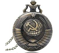 Orologio da tasca antico stile falce e martello sovietico con collana a catena, miglior regalo di Natale per uomini e donne, decora il regalo per il padre
