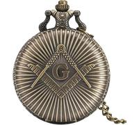 Orologio da Tasca Bronzo Massonico Massoneria Cromo Quadrato E Bussola Mason Retro Collana Pendente Orologio da Tasca al Quarzo I Migliori Regali
