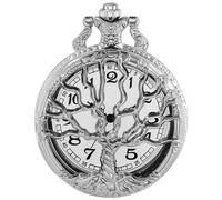 Orologio da tasca con albero della vita, design con numeri romani, personalizzabile, al quarzo, con catena, regalo di compleanno, 1241-P-argento, CF1241-P