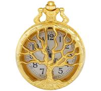 Orologio da tasca con albero della vita, design con numeri romani, personalizzabile, al quarzo, con catena, regalo di compleanno, 1241-P-oro, 1241-P-oro