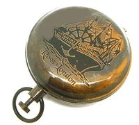 Orologio da tasca con bottone a pressione nautica stile ottone pesante Marine/Escursionismo Bussola, Ross, London