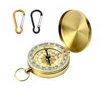 Orologio da Tasca Con Bussola Dorata, 2 Moschettoni (Nero e Arancione), Bussola Direzionale Esterna in Rame Puro, Luminosa per Alpinismo e Altre Attività