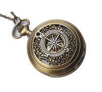Orologio da tasca con bussola in bronzo antico, gioiello da tasca, viaggiatore del mondo