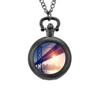 Orologio da tasca con ciondolo in lega, stile vintage di San Francisco, idea regalo per uomo e donna, Stile nero, misura unica