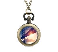Orologio da tasca con ciondolo in lega, stile vintage di San Francisco, idea regalo per uomo e donna, stile rame, misura unica