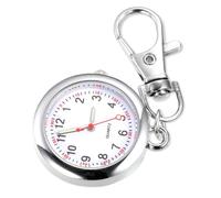 Orologio da tasca con moschettone, con portachiavi, orologio da infermiera, colore argento