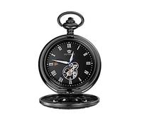 Orologio da tasca con numeri romani e cassa da donna con meccanismo retrò, orologio da tasca meccanico per una misurazione precisa e accurata (guscio nero superficie nera)