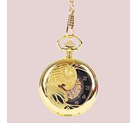 Orologio da tasca d'oro Prospettiva retrò Scheletro Modello Fenice d'oro Cassa con quadrante vuoto Ciondolo regalo di valore di moda Orologio da tasca da tavolo Regali per la famiglia Decorare