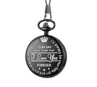 Orologio da tasca e catena, Orologio da tasca - Non dimenticarlo mai, ti amo, for sempre - da un figlio a mio padre/Regalo Orologio da tasca al quarzo con catenella a clip Compleanno Anniversario ( Co