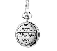 Orologio da tasca e catena, Orologio da tasca - Non dimenticarlo mai, ti amo, for sempre - da un figlio a mio padre/Regalo Orologio da tasca al quarzo con catenella a clip Compleanno Anniversario ( Co