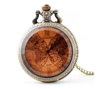 Orologio da tasca e catena, orologio da tasca vintage for uomo e donna, orologio casual al quarzo con doppio globo con catena, regali di compleanno for laurea di Natale, festa del papà