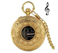 Orologio Da Tasca Esquise Gold Musical Movies Task Orologio da tasca a mano Playing Musica orologio da musica Catena romana Numero romano orologio intagliato orologio Happy Year Regali Orologio Da Tas