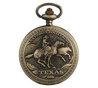 Orologio da Tasca in Bronzo US Texas National Finals Rodeo Design Orologio da Tasca al Quarzo Collana in Bronzo Reale con Pendente Orologio da Polso Regali per Uomo Donna