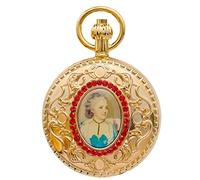Orologio da tasca in rame della Madonna di Gesù, orologio meccanico automatico da uomo e da donna Orologio da tasca in stile europeo con retro flip Madre di Dio.
