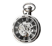 Orologio da tasca meccanico con sottocultura punk, meccanico vintage da tasca anime con quadrante in vetro trasparente per giochi di ruolo, Argento 20 Piedi