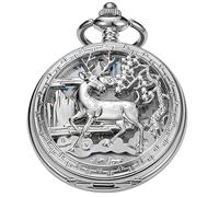 Orologio da tasca meccanico vintage da uomo, con quadrante romano, orologio da tasca a carica manuale, con catena, MW161, Retro