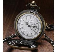Orologio da tasca Orologio da tasca al quarzo in bronzo Unico quadrante piccolo dei secondi Orologio da tasca vintage con pendente con catena Regalo per il compleanno di Natale Festa del papà
