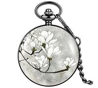 Orologio da Tasca, Orologio da Tasca Eegant Squisito Orologio da Tasca con Catena al Quarzo Collana in Lega for Gli Amanti (Colore : 1)