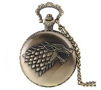 Orologio da tasca, orologio da tasca grigio antico/bronzo design lupo collana al quarzo orologio da tasca souvenir orologi con ciondolo regali unici orologio da taschino unisex (Color : Gray) ( Color