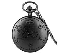 Orologio da Tasca, Orologio da Tasca Orologio in Bronzo retrò Occhiali da Fulmine Orologio da Tasca al Quarzo Collana Occhiali Flash Ciondolo Grafico Catena Arte Regali Antichi (Color : Gold) ( Color