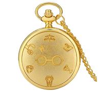Orologio da Tasca, Orologio da Tasca Orologio in Bronzo retrò Occhiali da Fulmine Orologio da Tasca al Quarzo Collana Occhiali Flash Ciondolo Grafico Catena Arte Regali Antichi (Color : Gold) ( Color