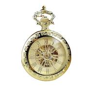 Orologio da tasca personalizzato con numeri romani, movimento meccanico per uomo, include catena, orologio classico da regalare o ricordare, Oro, A