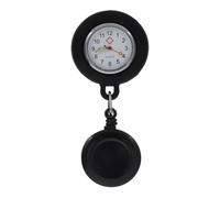 Orologio da Tasca Retrattile con Clip, Nero, Stile Vintage | Plastica Leggera, Uso con Badge Identificativo, per Ambienti Medici e Studenti di Infermieristica