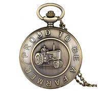 orologio da tasca Retro "Orgoglioso di essere un contadino" Orologio da taschino al quarzo da trattore Steampunk Collana con ciondolo al quarzo Orologi da uomo per donna
