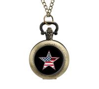 Orologio da tasca vintage americano a cinque punte in lega con ciondolo a forma di stella, idea regalo per uomo e donna, stile rame, misura unica
