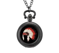Orologio da tasca vintage americano con piume e piume, orologio da tasca in lega, regalo per uomo e donna, Stile nero, misura unica