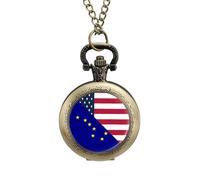 Orologio da tasca vintage con bandiera americana e dell'Alaska, in lega, con ciondolo, collana regalo per uomo e donna, stile rame, misura unica