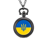 Orologio da tasca vintage con bandiera ucraina, in lega, con ciondolo, collana regalo per uomo e donna, Stile nero, misura unica