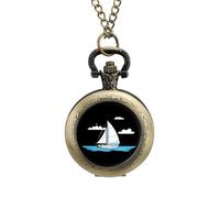 Orologio da tasca vintage con ciondolo in lega a forma di barca a vela, regalo per uomo e donna, stile rame, misura unica